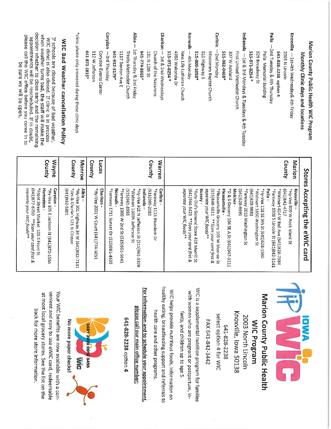 WIC Brochure | Lucas County Health Center, Medical Center : Chariton, Iowa