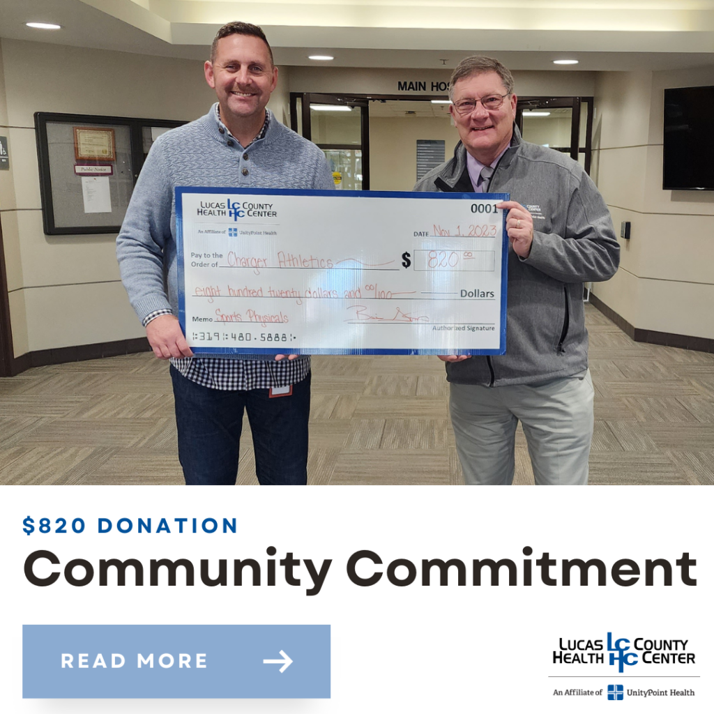 LCHC Donates to Chariton High School Athletics Program Lucas County