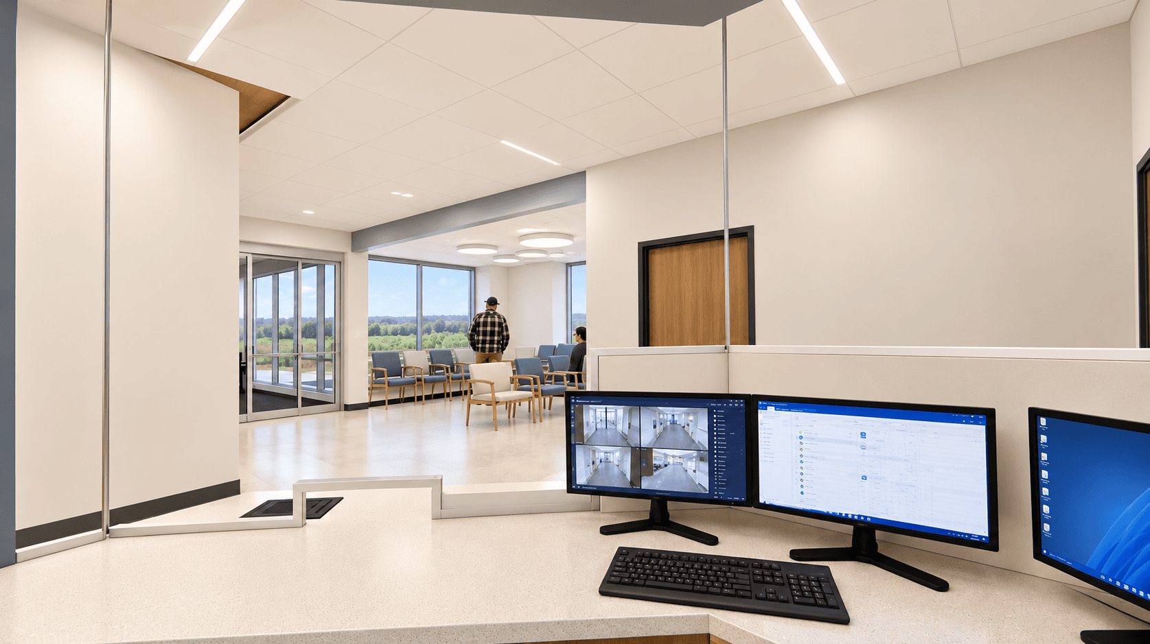 Modern Clinic Reception with Scenic Waiting Area