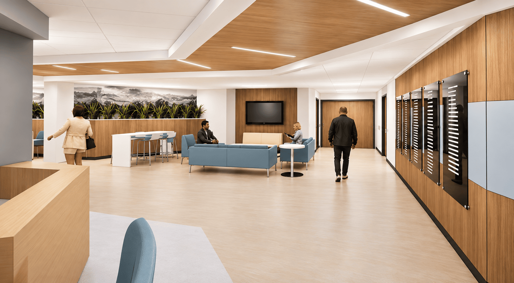 Modern Healthcare Lobby with Plaque Wall