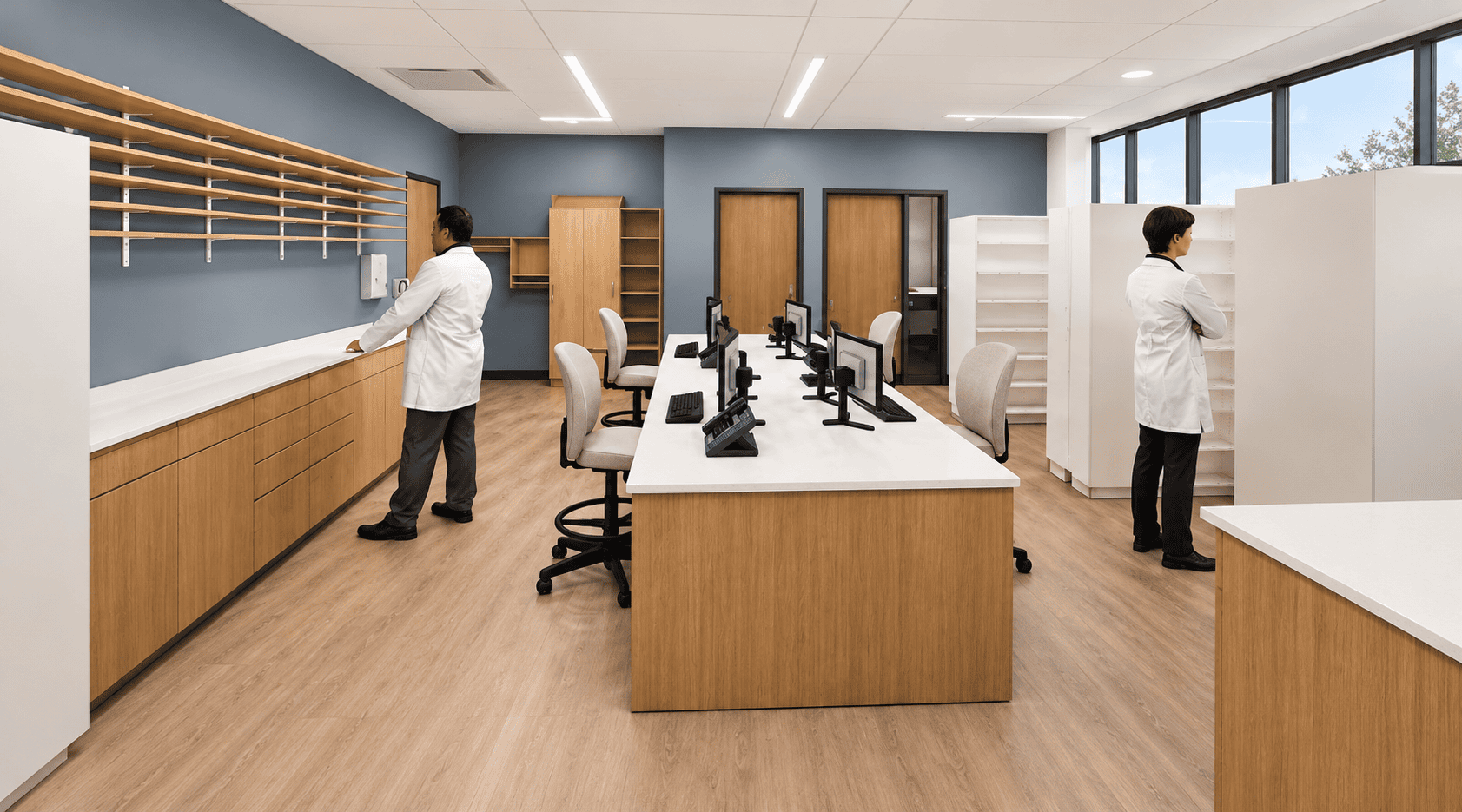 Modern Pharmacy Workroom Interior